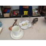 A baby's plate, commemorative wares, shire horse,