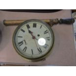 A brass ships clock and a brass pump
