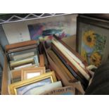 Two boxes of mixed pictures and prints