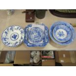 A selection of Spode including a "Camilla" fruit set, Blue Italian dish and plate and a pair of C.