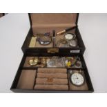 A box of mixed bijouterie including pocket watches