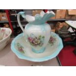 A floral design wash jug and bowl