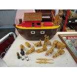A modern handbuilt Noah's Ark with various animals