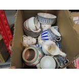 A box of mixed ceramics including Sadler teapot