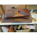 Five various table top folding bookends,