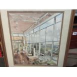 WAGON: A watercolour of interior scene, signed and dated lower left,