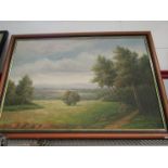 P.WILSON (XX): A large oil on canvas landscape of Parkland Scene.