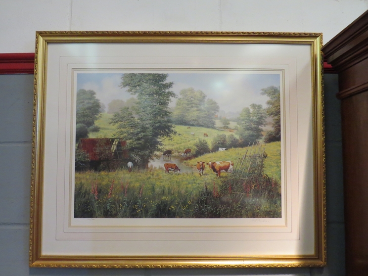 A limited edition print of cows in a meadow, No.