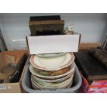 A box of china including Alfed Meakin, bird figures,