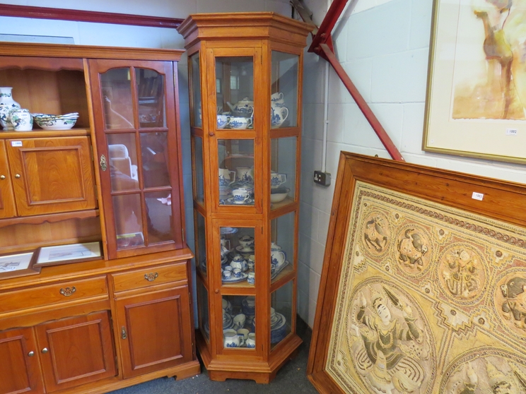 A rustic pine hexagonal glazed cabinet, approx.