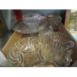 A box of mostly early to mid 20th Century moulded glass bowls,