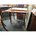 A Victorian mahogany Pembroke table with square tapering legs and single drawer