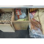 Three boxes containing a large quantity of mainly 1960's fabrics/curtains etc