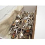 A box containing a selection of Continental spoons including silver