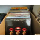 A box of mixed LP's including Diana Ross and The Supremes, The Drifters, Abba, Sandie Shaw,