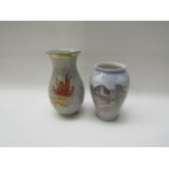 Two Royal Copenhagen vases, one with dwelling design,