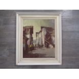 HEIN HOPPMANN (1901-1982): A framed oil on board, Continental street scene with figures.