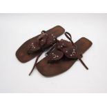 "Miu Miu" a pair of brown leather sandals