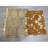 Art Deco furnishing fabric piece in ginger and beige together with Liberty style curtain/wall