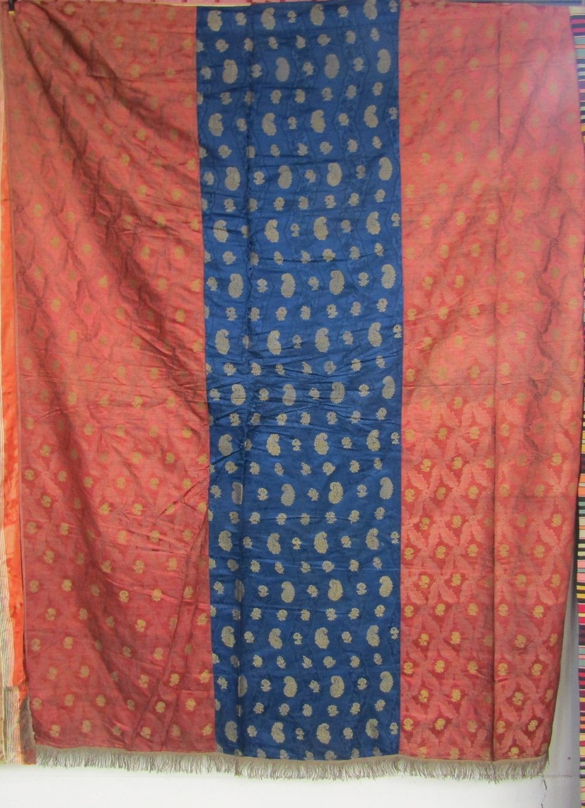 A spectacular 19th Century Moroccan or Damascene silk tent hanging in terracotta,
