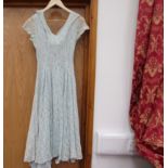 Art Deco, pale blue, silk lined lace dress,