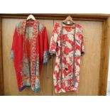 1920's two vintage printed cotton kimonos,