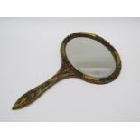 A vintage large oval Barbolla style hand mirror