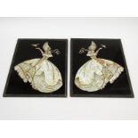 A pair of 1930's glass and (wedding cake) foil Crinoline lady pictures,