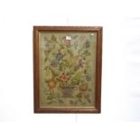 A 1920's needlework vase of flowers panel,