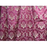 Seven red ground curtains in the country house style with gold flock pattern,