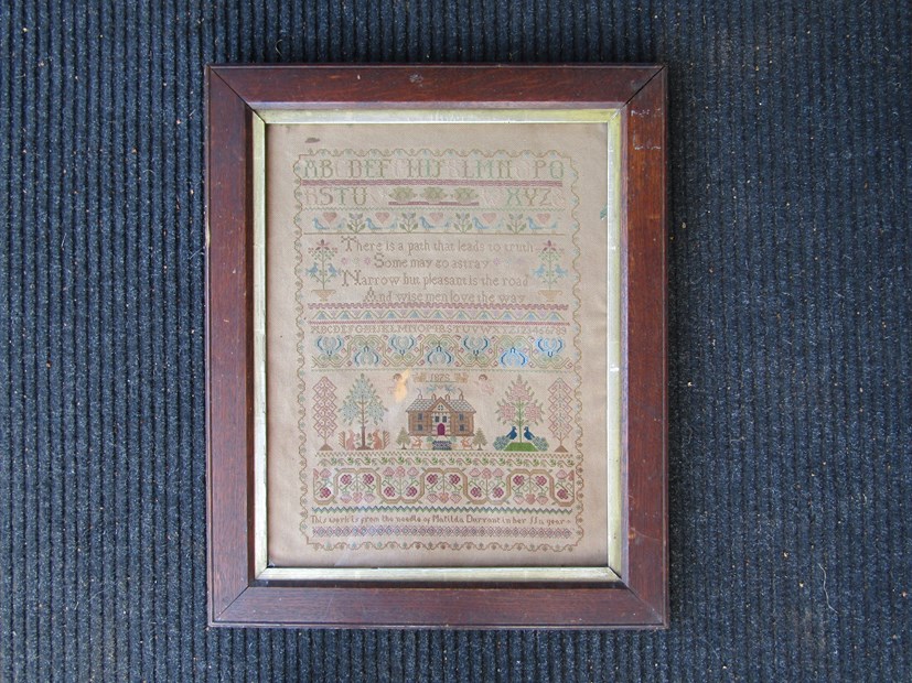 A 19th Century sampler worked by Matilda Durrant in her 11th year, framed and glazed,