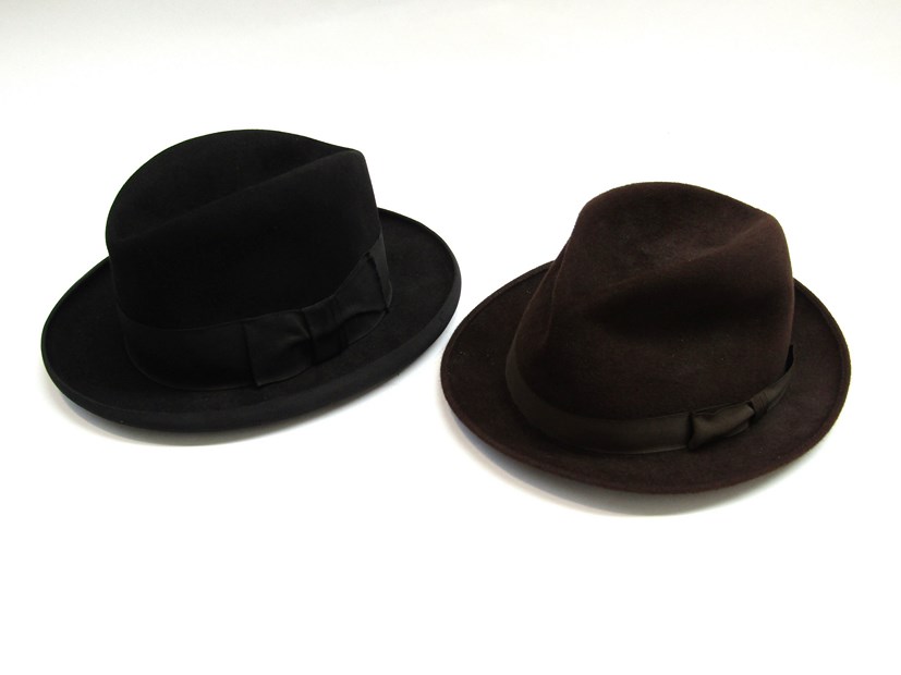 A Gieves Old Bond St black Homberg and a Christy's London brown trilby