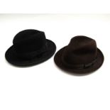 A Gieves Old Bond St black Homberg and a Christy's London brown trilby
