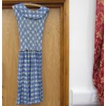 Art Deco, fine cotton blue diamond print dress,