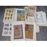 A good quantity of 19th Century designs on paper for architectual design, wall paper,