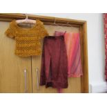 Two 1970's skirts, pink and orange cheese cloth,