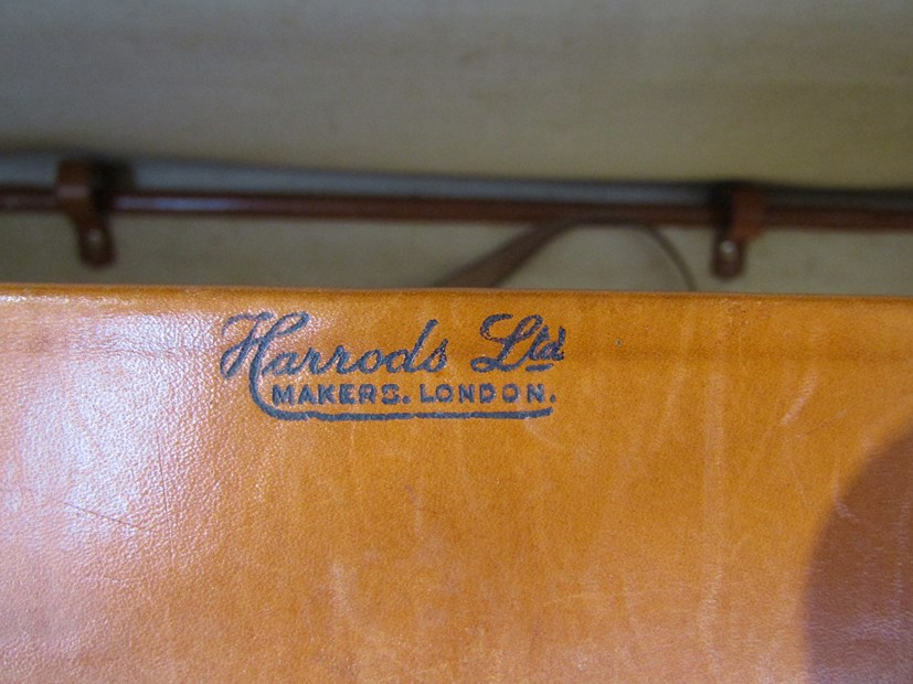 Two tan coloured pig skin suitcases of graduated size, purchased from Harrods circa 1940's, - Image 2 of 2