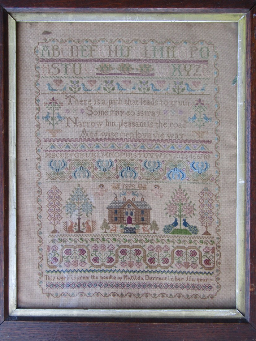 A 19th Century sampler worked by Matilda Durrant in her 11th year, framed and glazed, - Image 2 of 3