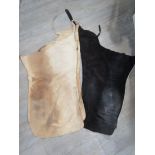 Two pairs of original suede Texan ladies chaps in black and natural