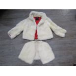 A white fur evening cape and jacket