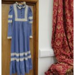 A 1970s Romantic Shepherdess full length dress by Earlybird, London, lace yolk,