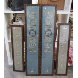 Two pairs of Oriental silk panels,