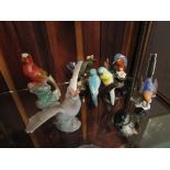 Seven various bird figures