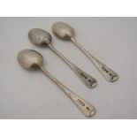A set of three silver tea spoons