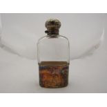 A Walker & Hall silver and glass hip flask,