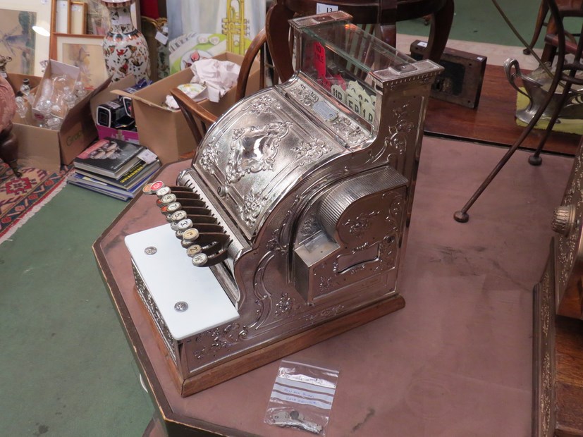 A National Cash Register, nickel plated case, model 348, serial no. 943030, made in 1911. - Image 2 of 2