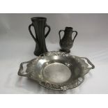 Three pieces of Liberty Tudric pewter