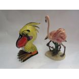 Old Ellgreable pottery Toucans and Flamingo figural group (2)