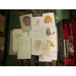 A portfolio of watercolours and drawings by SONIA BULL (née Rudkin, signed STR), approx.
