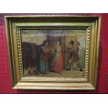 A gilt framed 19th Century oil on canvas interior scene indistinctly signed lower right, 18.